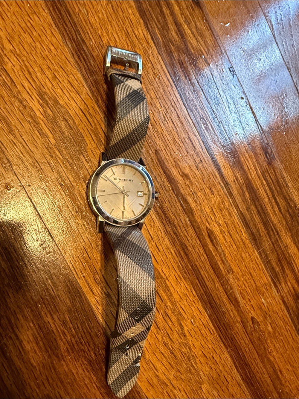 Burberry Plaid Strap Silver Dial Watch - Beige & Black